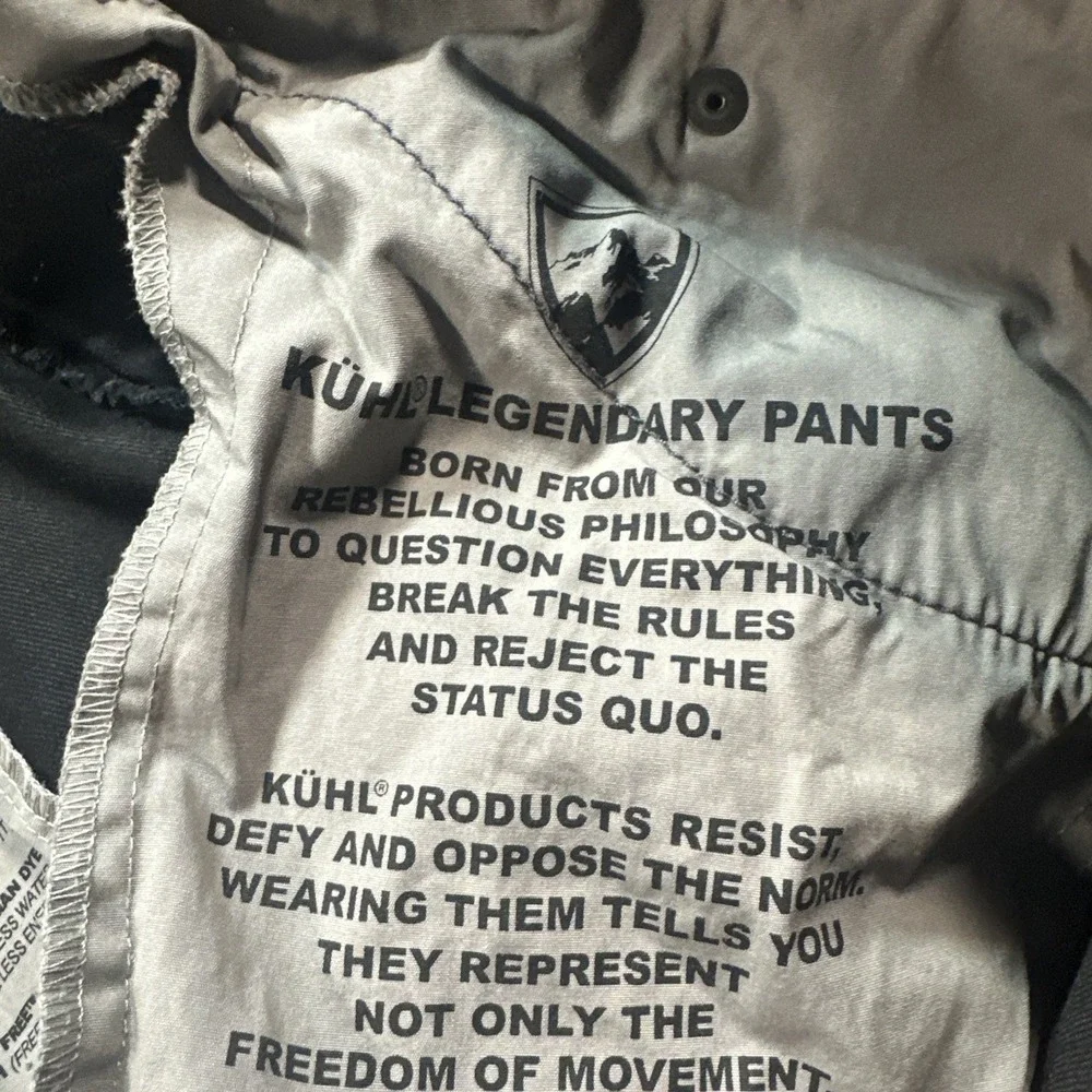 Kuhl Legendary Pants Disruptr Indigo Bye Black Hiking Stretch Pants 40x34